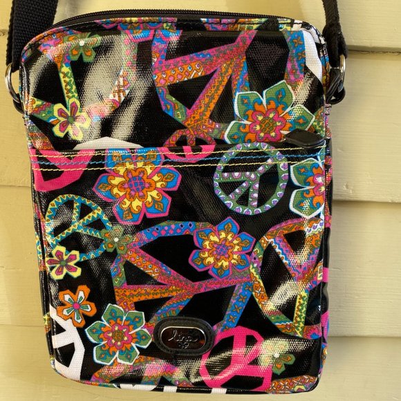Lina Handbags - LINA peace sign and flowers crossbody bag